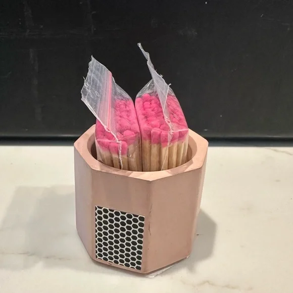 Anthropologie Tenn Prarie Pink Striker Match Holder - Picture 3 of 13